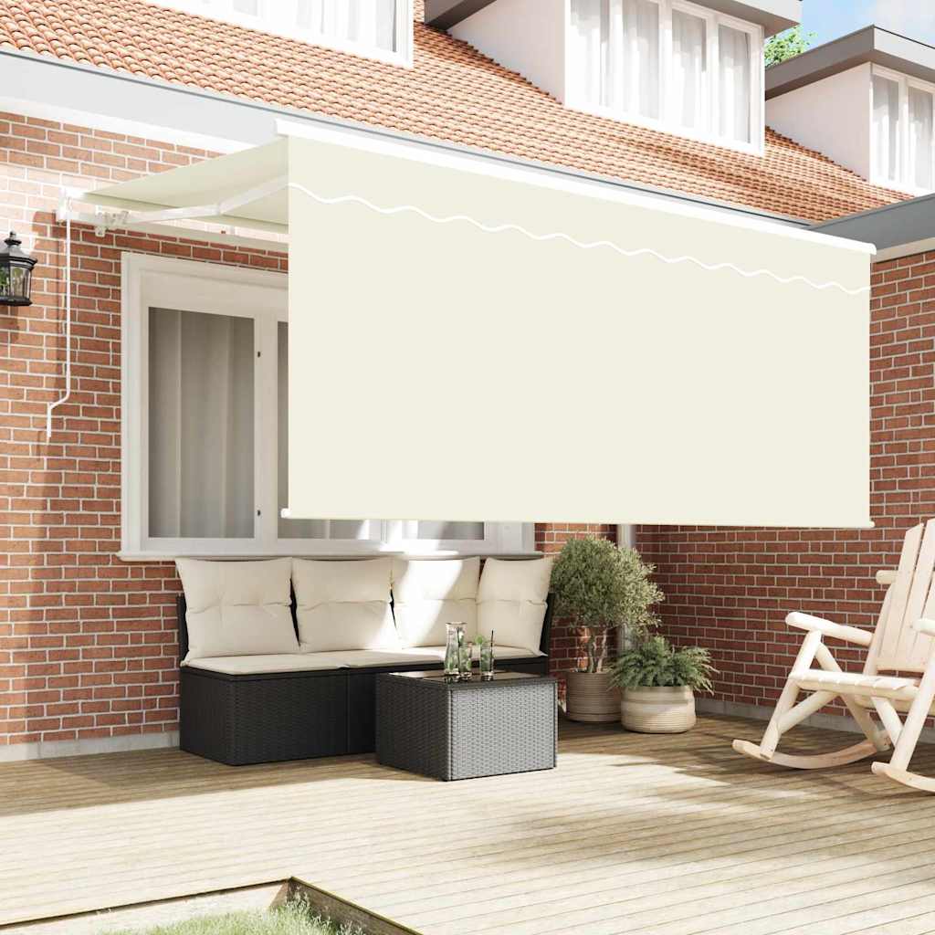 Toldo Retráctil Manual Crema 300 x 200 cm Poliéster y Aluminio