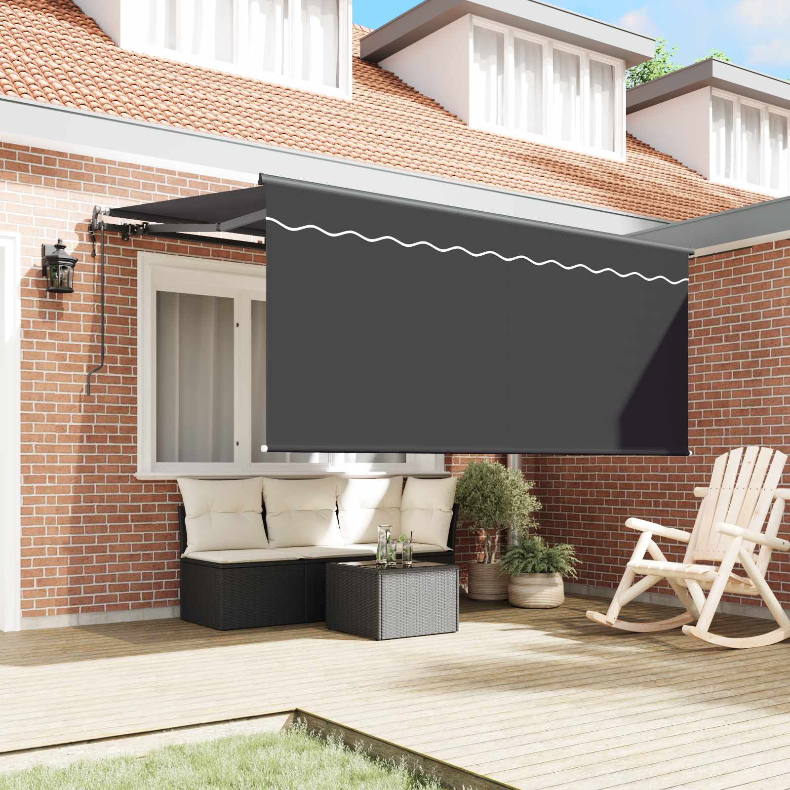 Toldo Retráctil Rayado Antracita 300 x 200 cm tela