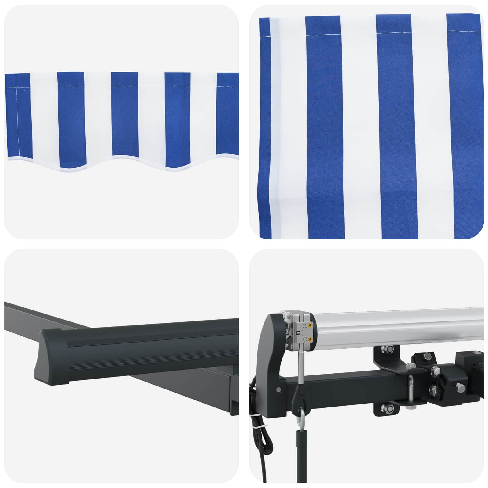 Toldo Retráctil Azul y 350 x 200 cm Poliéster y Aluminio