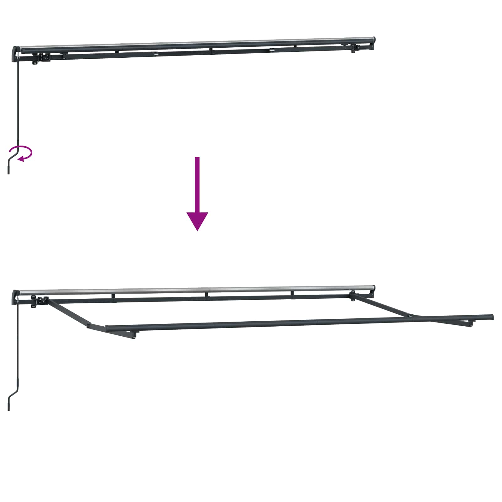 Toldo Retráctil Manual Crema 350 x 200 cm Poliéster y Aluminio