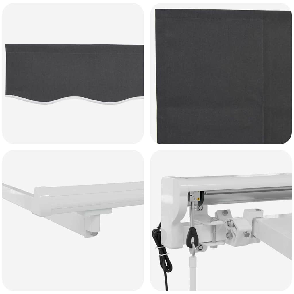 Toldo Retráctil Antracita 350 x 200 cm Poliéster y Aluminio