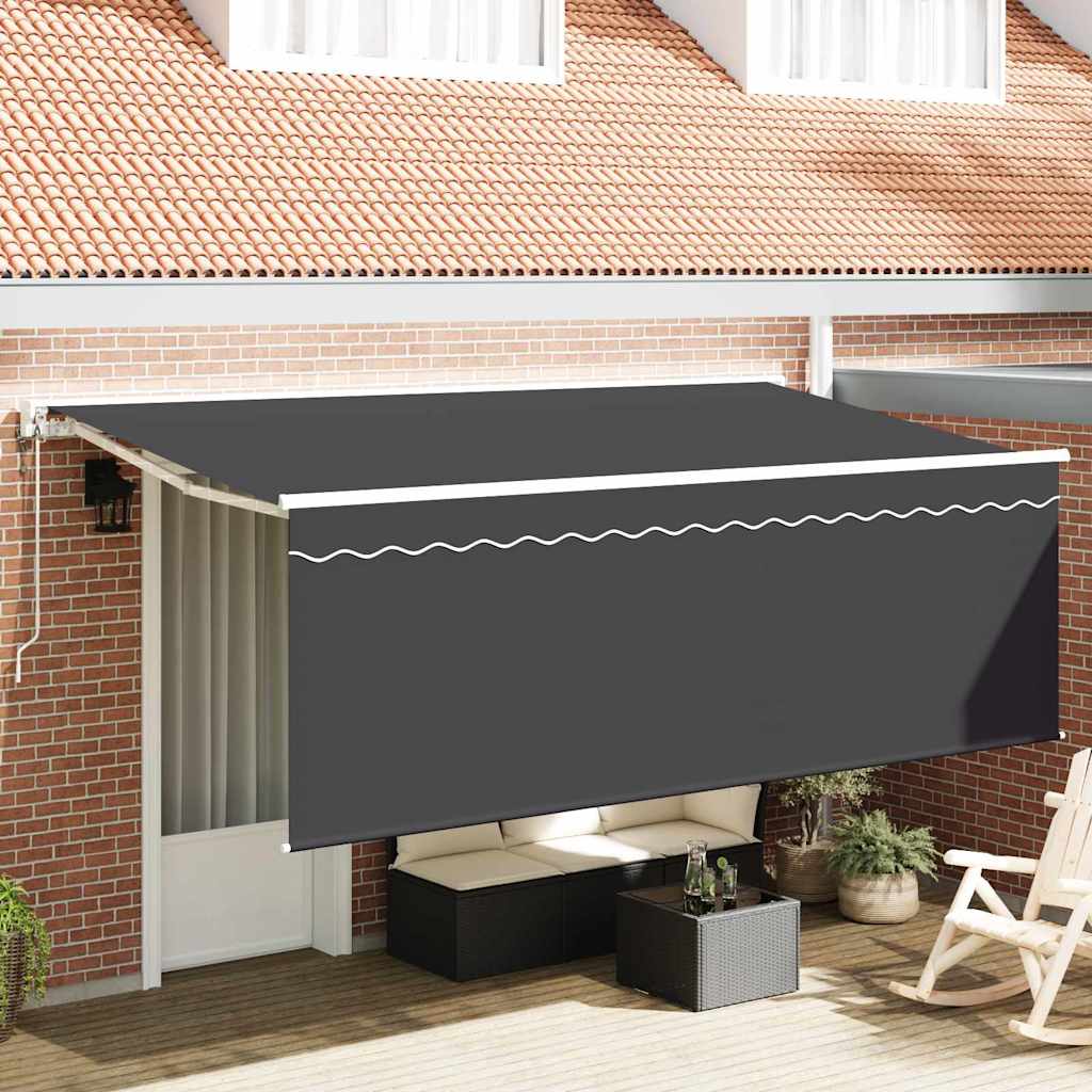 Toldo Retráctil Antracita 350 x 200 cm Poliéster y Aluminio