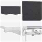Toldo Retráctil Antracita 350 x 200 cm Poliéster y Aluminio