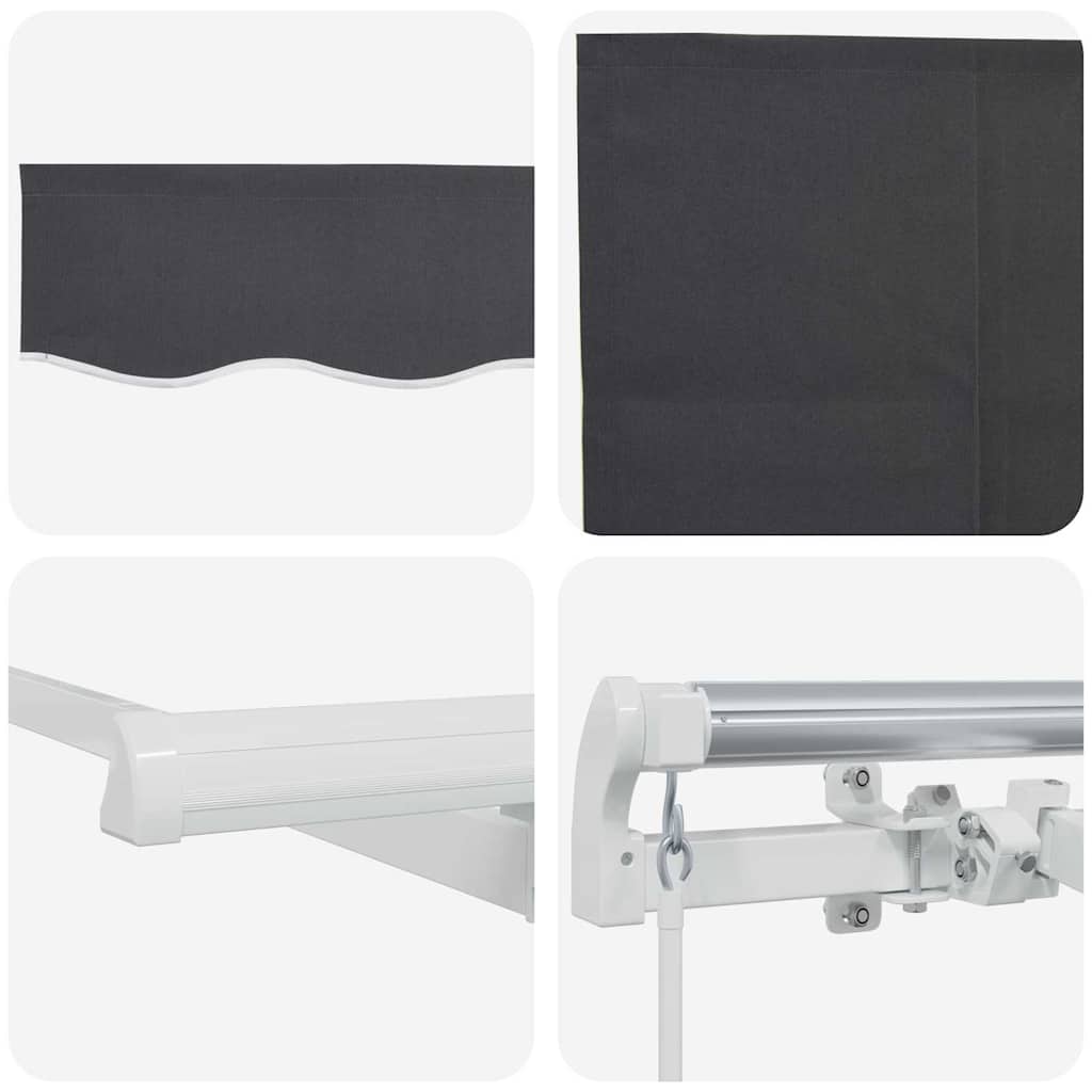 Toldo Retráctil Antracita 350 x 200 cm Poliéster y Aluminio