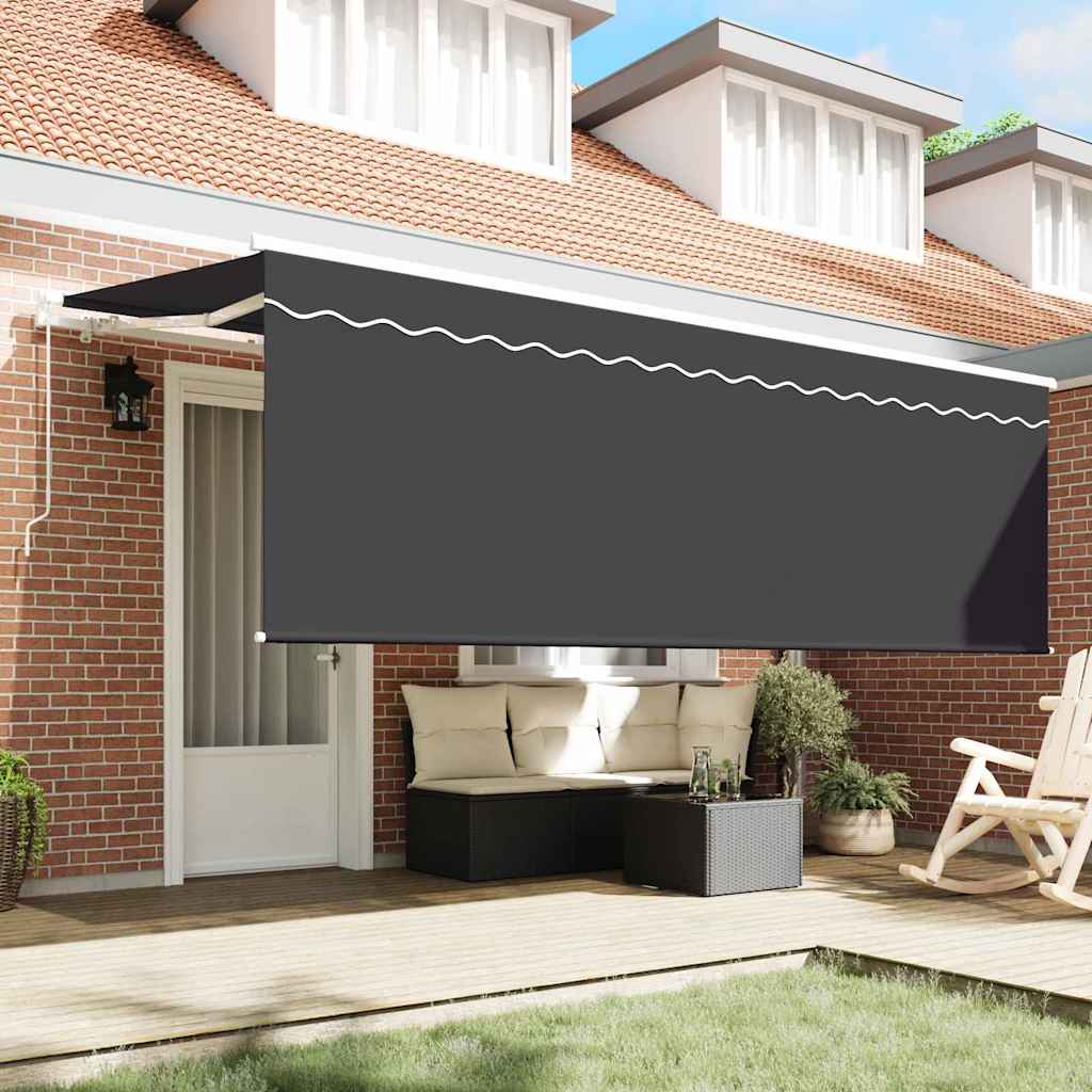 Toldo Retráctil Antracita 350 x 200 cm Poliéster y Aluminio