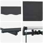 Toldo Retráctil Antracita 350 x 200 cm Poliéster y Aluminio