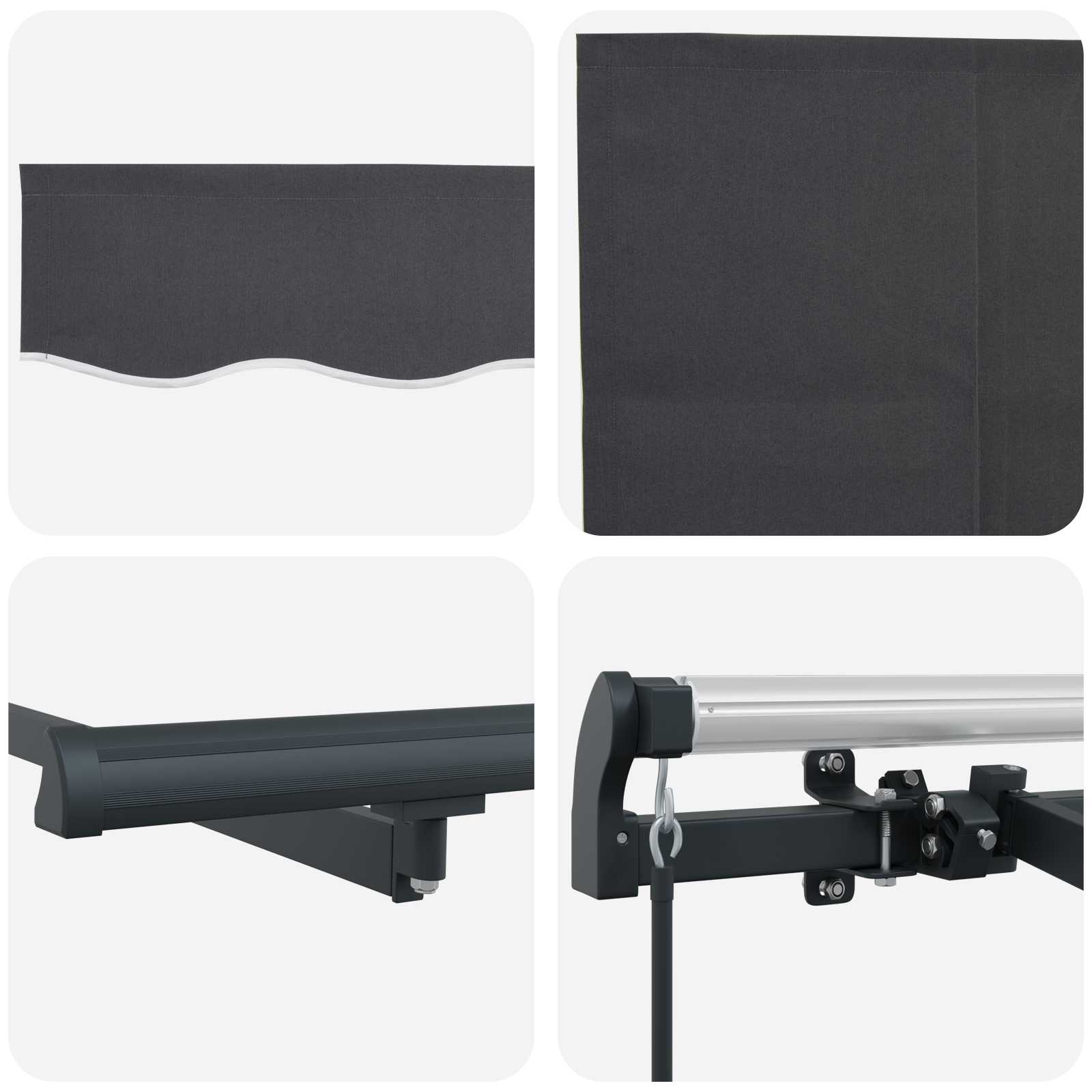 Toldo Retráctil Antracita 350 x 200 cm Poliéster y Aluminio