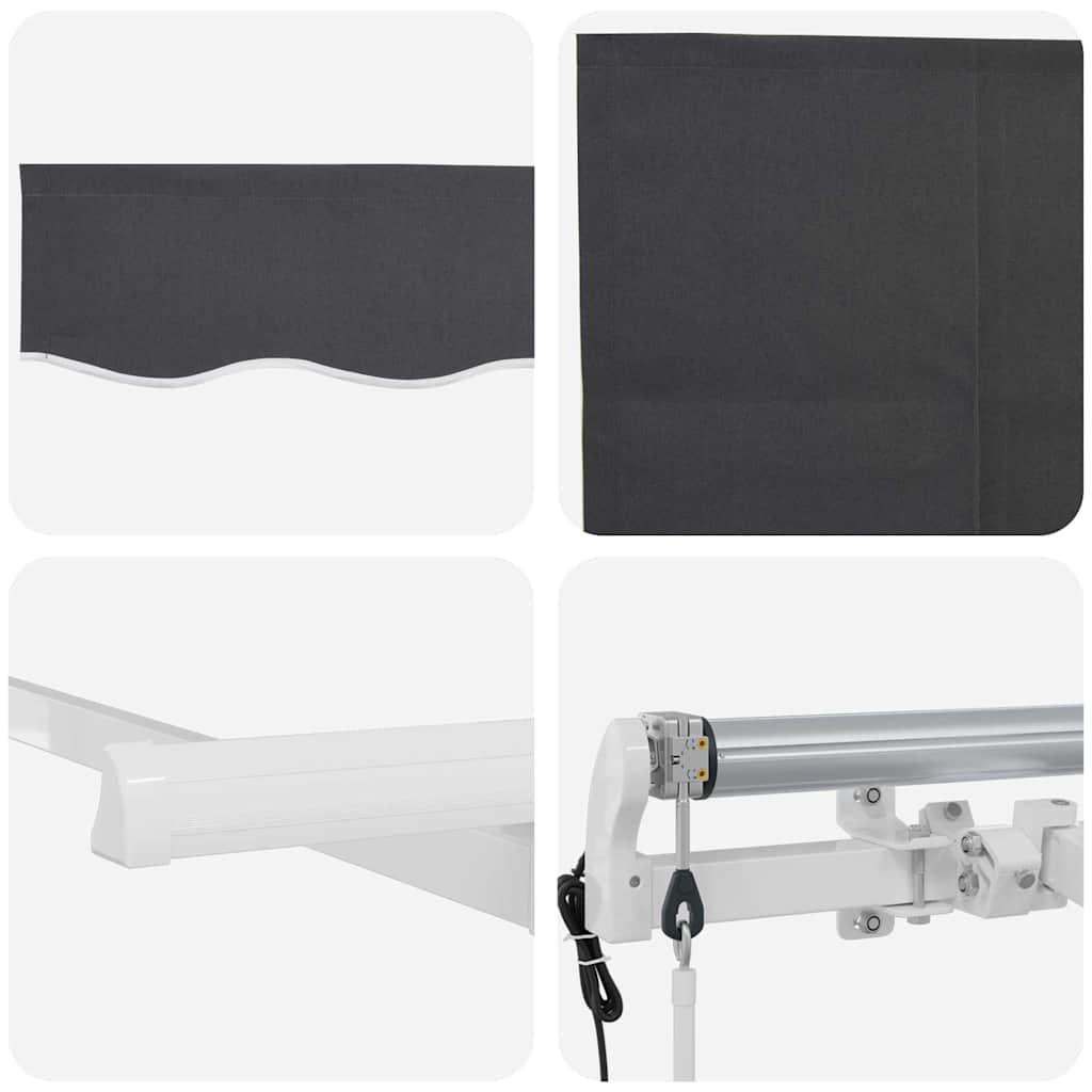 Toldo Retráctil Antracita 350 x 200 cm Poliéster y Aluminio