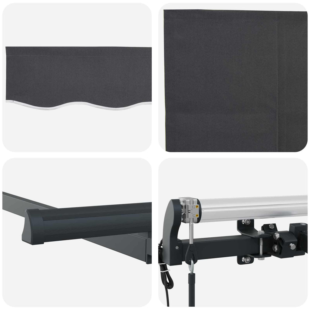 Toldo Retráctil Antracita 350 x 200 cm Poliéster y Aluminio