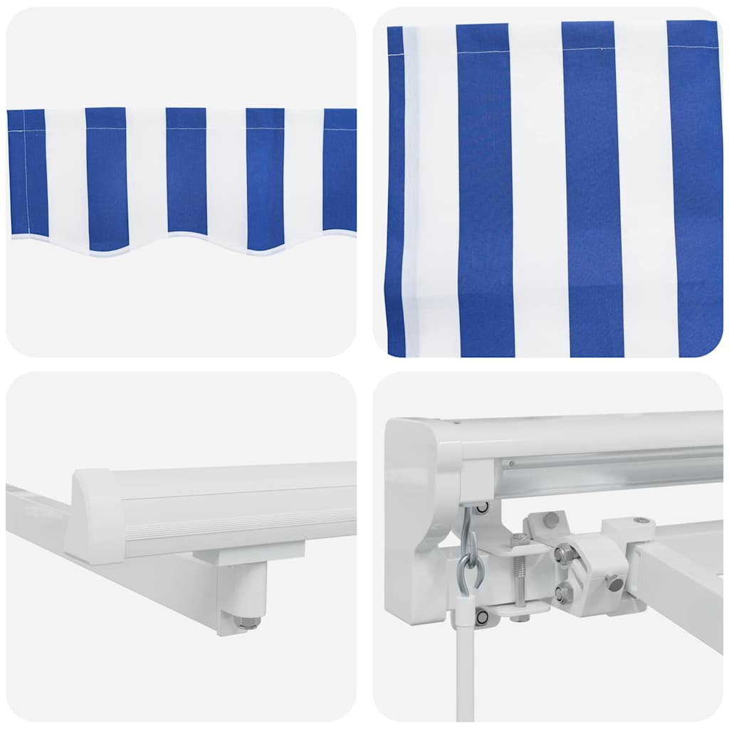 Toldo Retráctil Manual Azul y 400 x 200 cm Poliéster y Aluminio