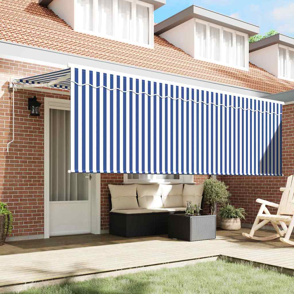 Toldo Retráctil Azul y 400 x 200 cm Poliéster y Aluminio