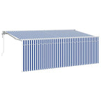Toldo Retráctil Azul y 400 x 200 cm Poliéster y Aluminio