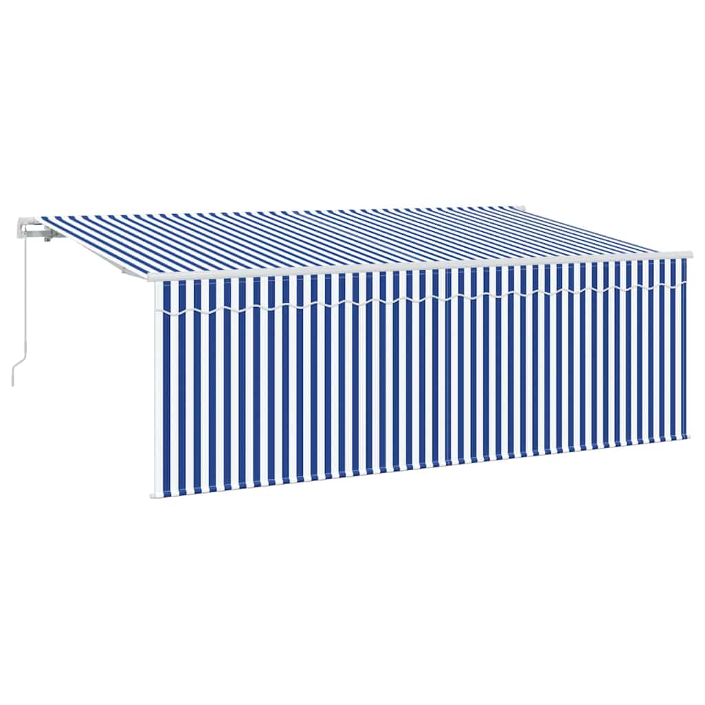 Toldo Retráctil Manual Azul y 400 x 200 cm Poliéster y Aluminio