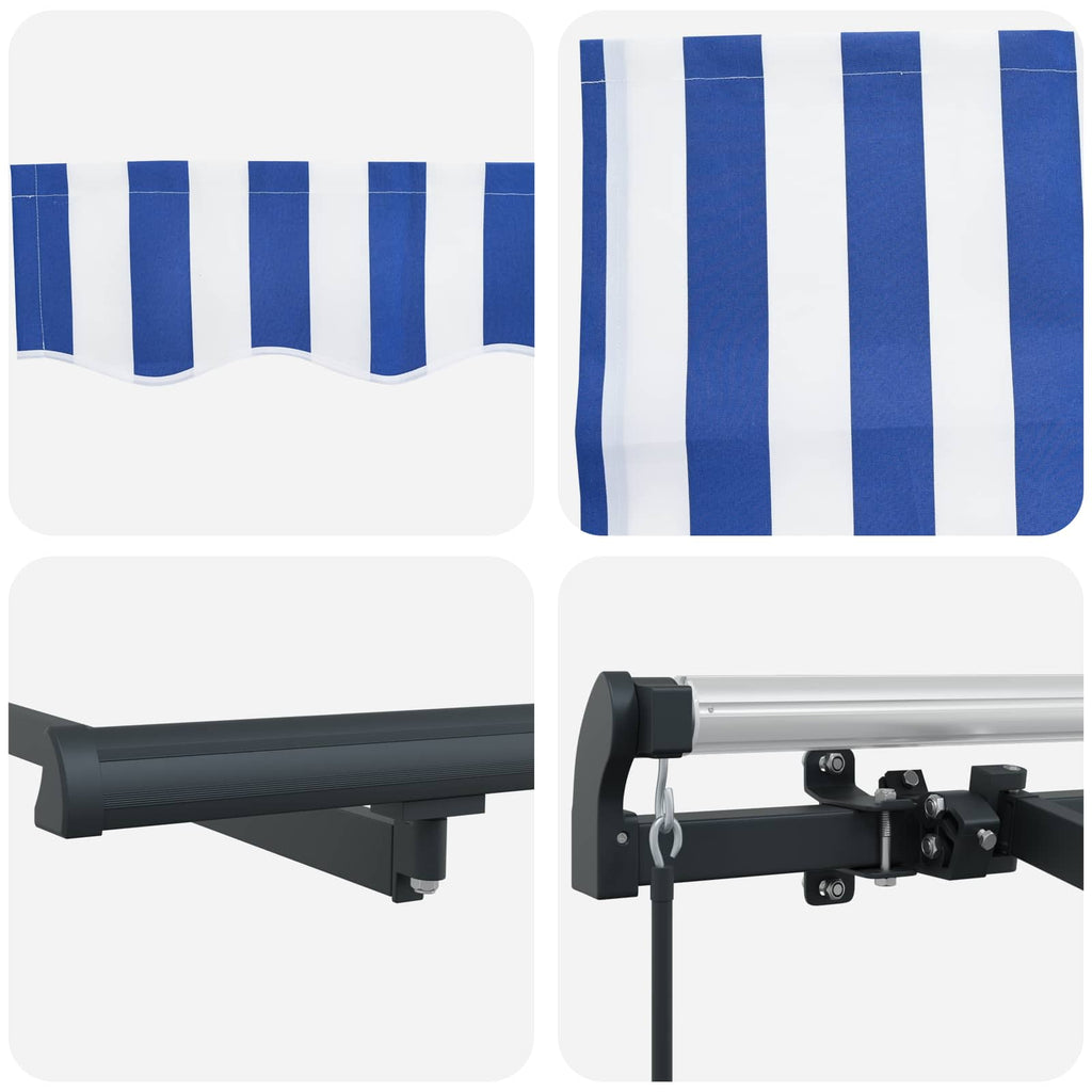 Toldo Retráctil Manual Azul y 400 x 200 cm Poliéster y Aluminio