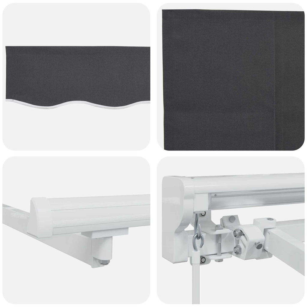 Toldo Retráctil Antracita 400 x 200 cm Poliéster y Aluminio