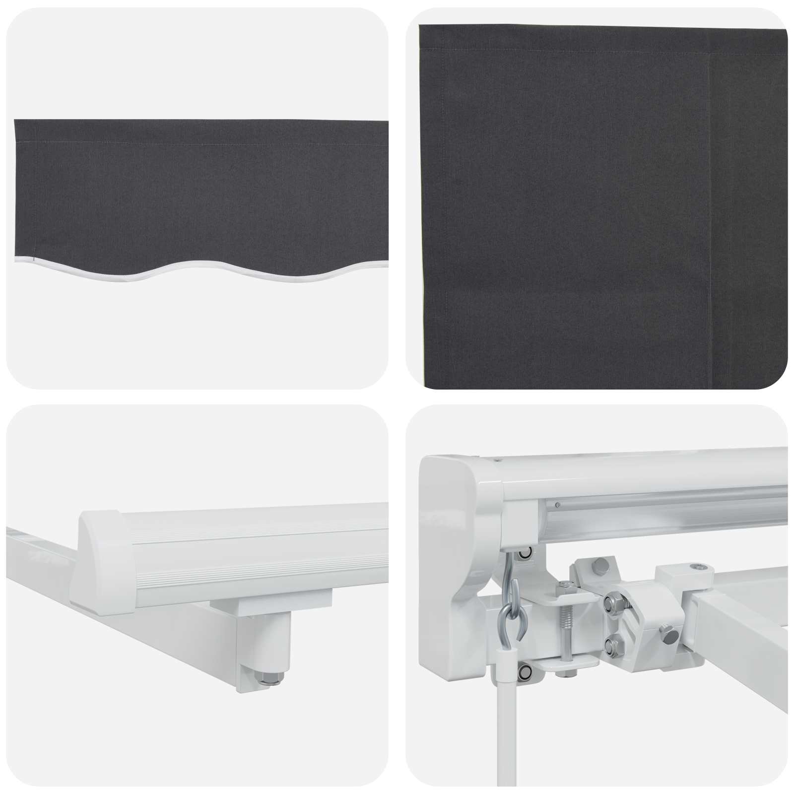 Toldo Retráctil Antracita 400 x 200 cm Poliéster y Aluminio