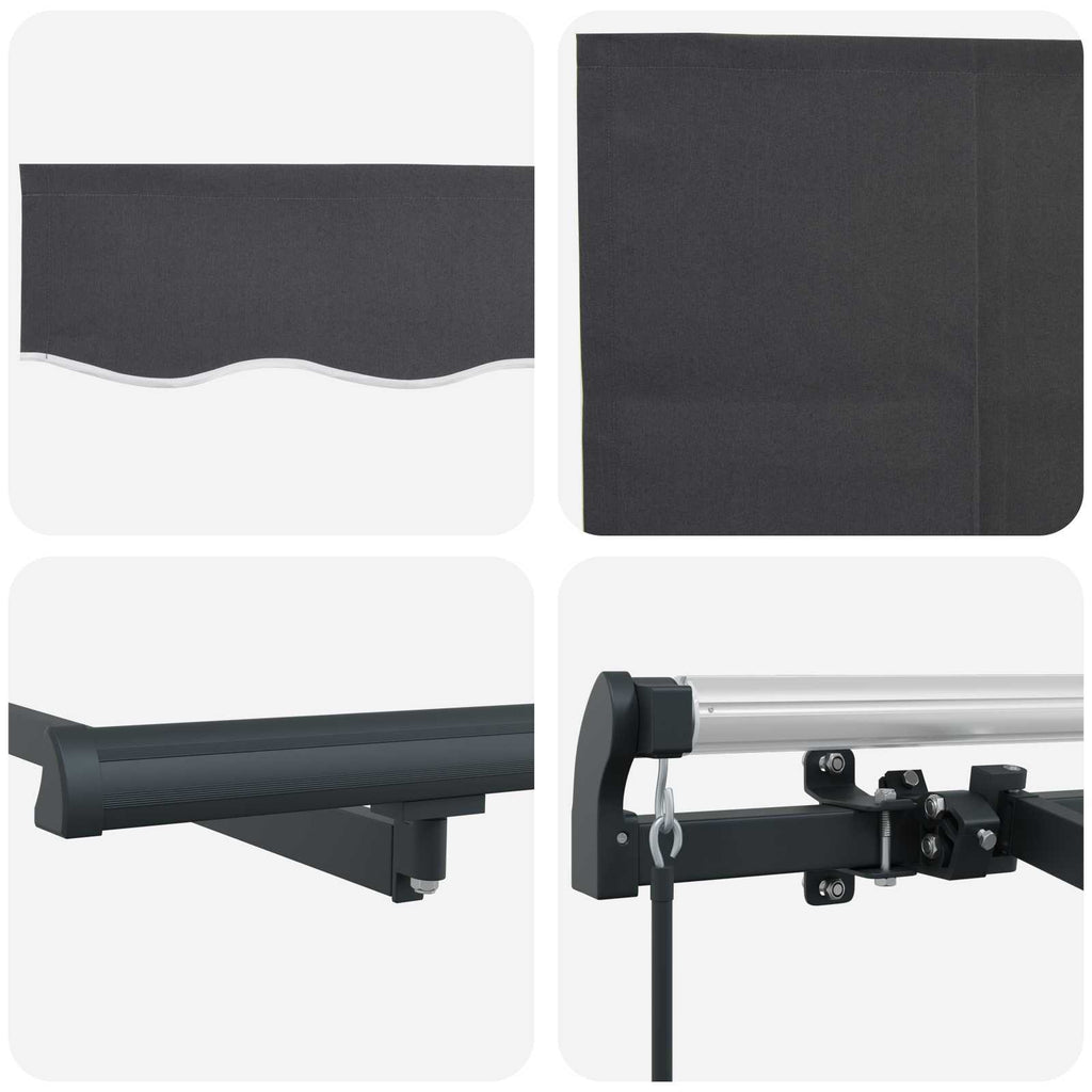 Toldo Retráctil Antracita 400 x 200 cm Poliéster y Aluminio