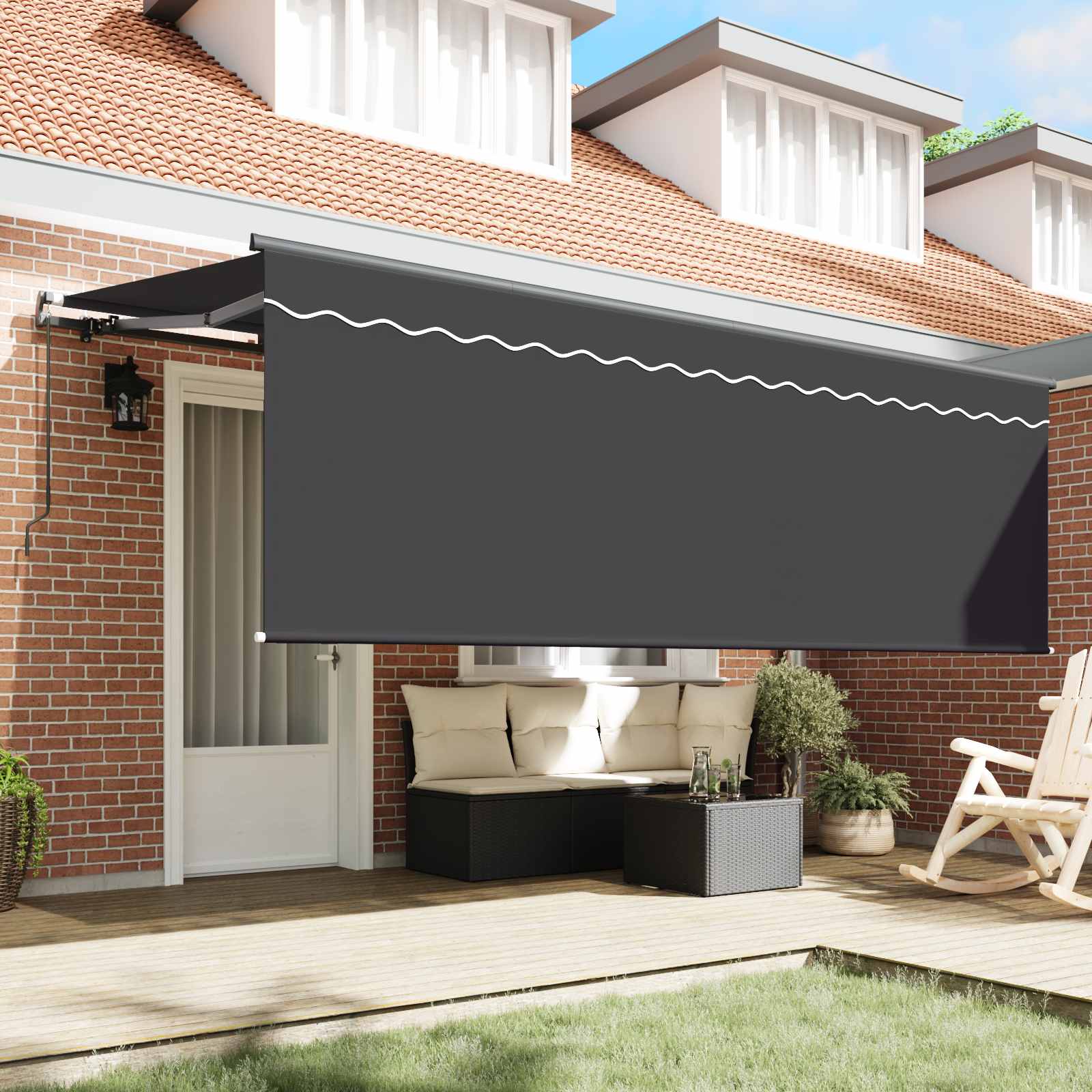 Toldo Retráctil Antracita 400 x 200 cm Poliéster y Aluminio