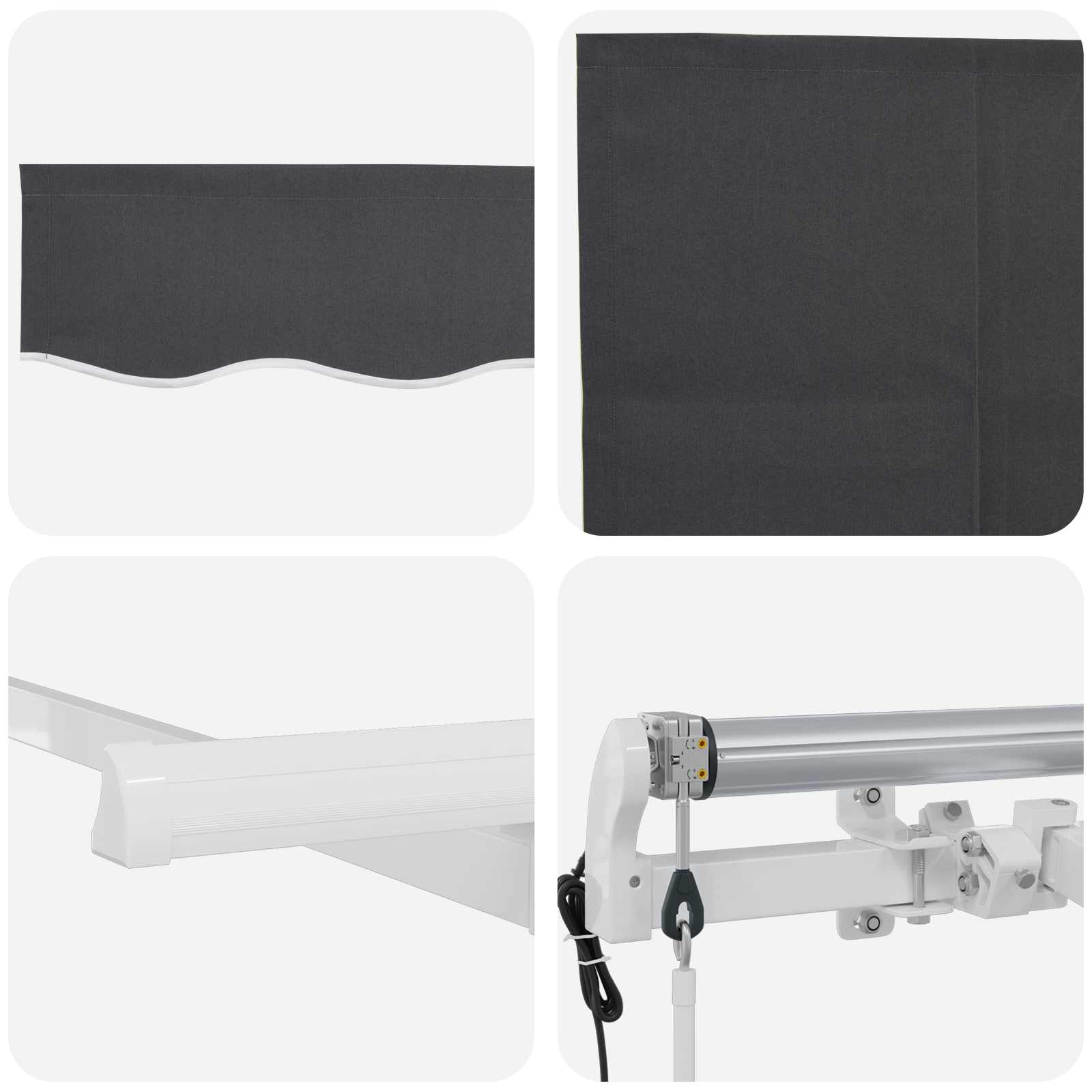 Toldo Retráctil Antracita 400 x 200 cm Poliéster y Aluminio