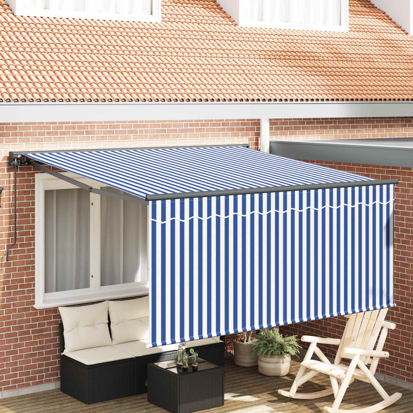 Toldo Retrátil Antracite 350 x 250 cm Poliéster e Alumínio