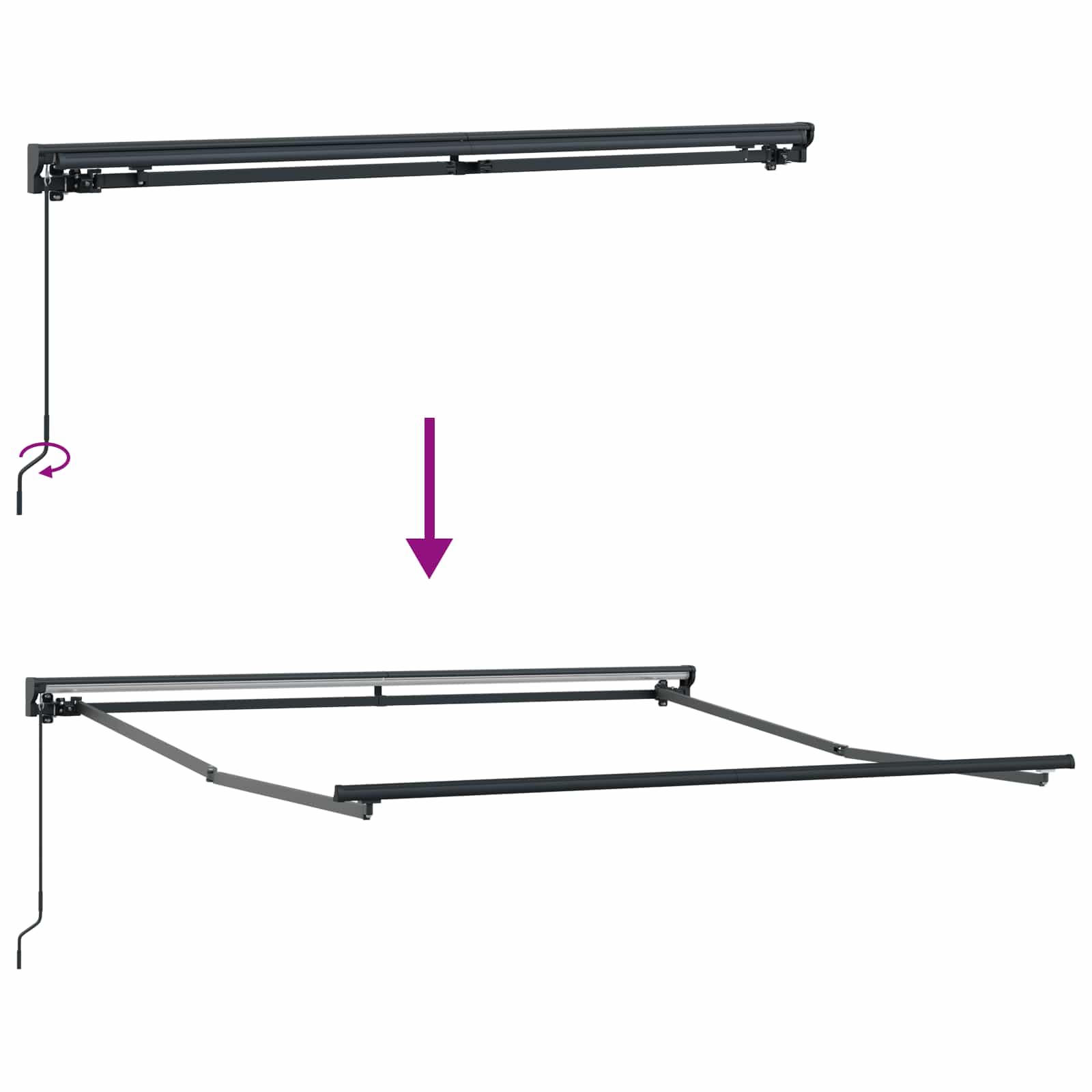 Toldo Retráctil Manual Crema 300 x 250 cm Poliéster y Aluminio