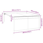 Toldo Retráctil Manual Crema 300 x 250 cm Poliéster y Aluminio