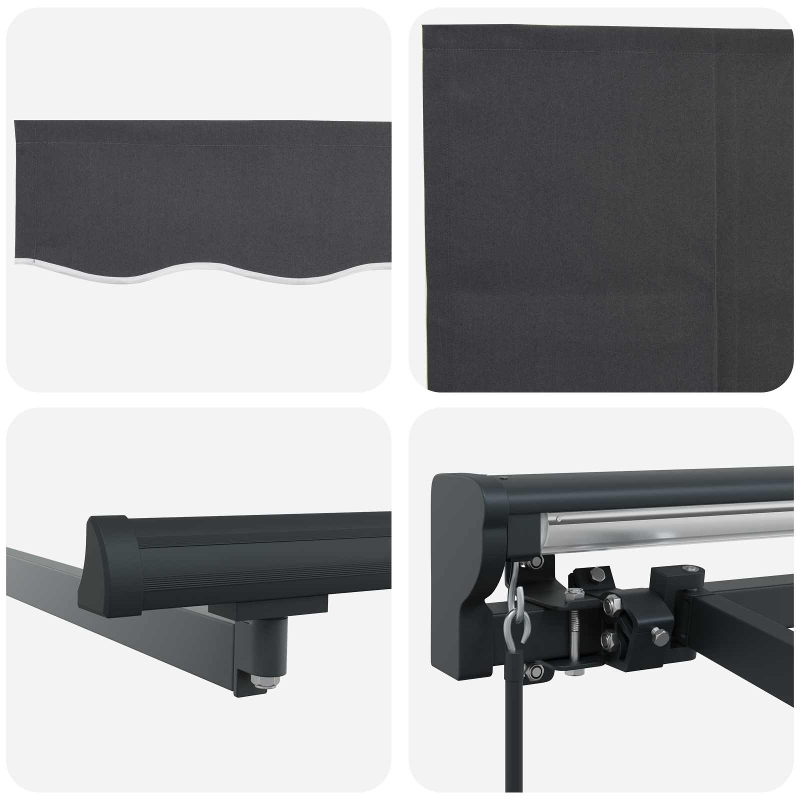 Toldo Retráctil Antracita 300 x 250 cm Poliéster y Aluminio
