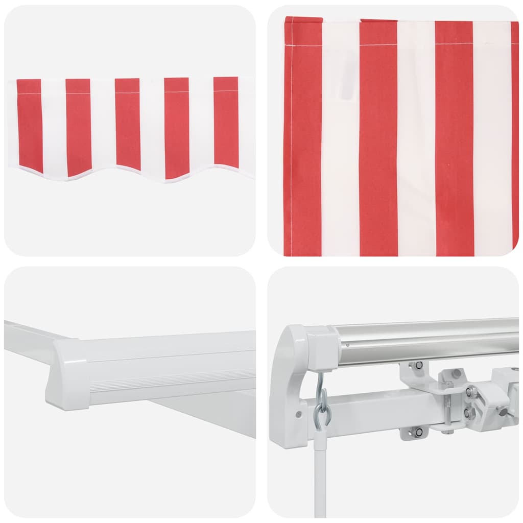 Toldo Retráctil Manual Rojo y 300 x 250 cm Poliéster y Aluminio