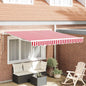 Toldo Retráctil Manual Rojo y 300 x 250 cm Poliéster y Aluminio