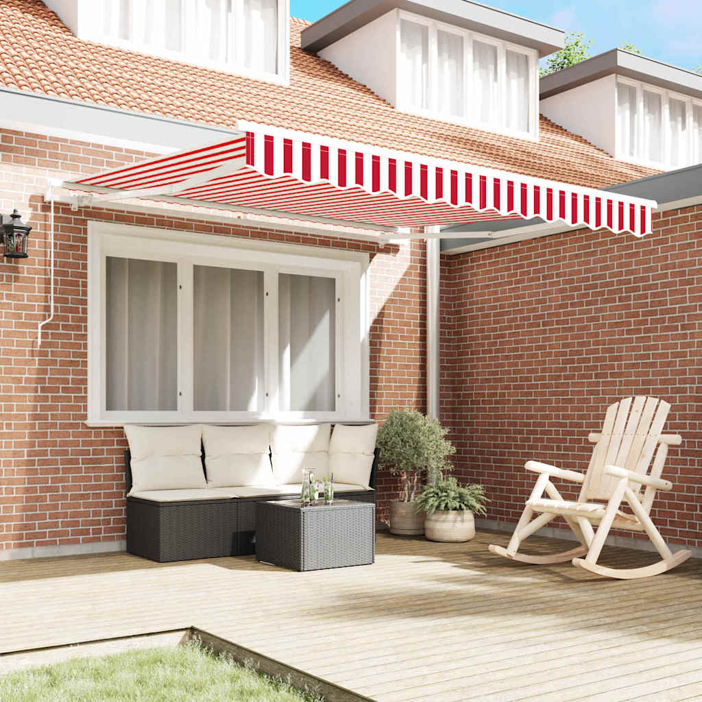 Toldo Retráctil Manual Rojo y 300 x 250 cm Poliéster y Aluminio