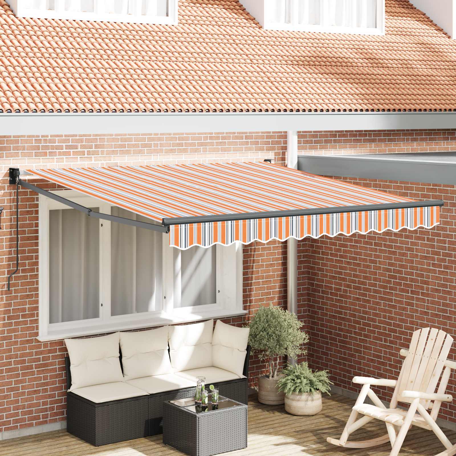 Toldo Manual Vermelho e 450 x 350 x 165 cm Poliéster