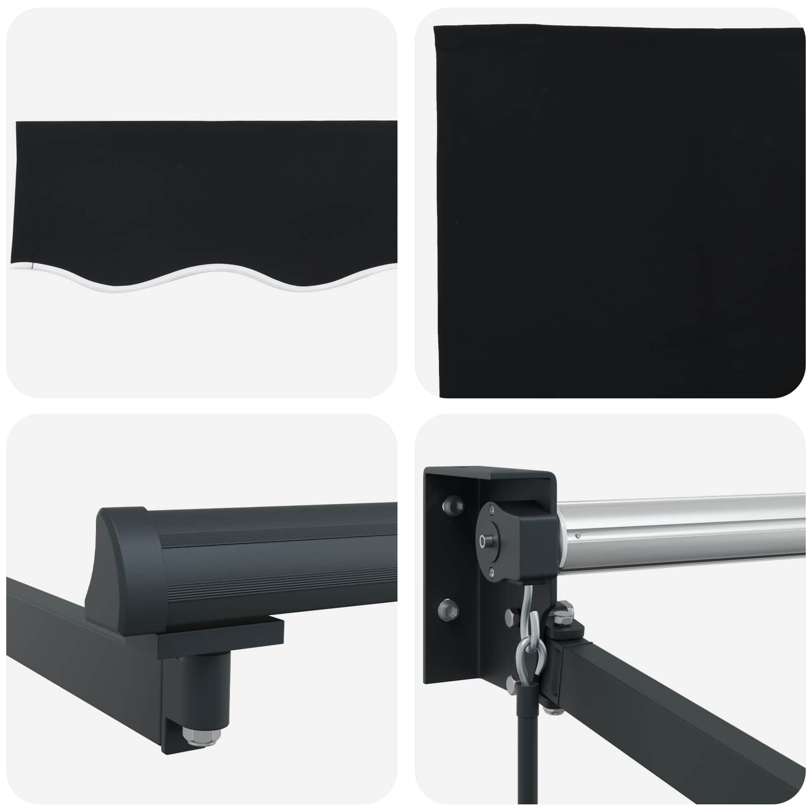 Toldo Manual Negro 300 x 250 x 165 cm Poliéster