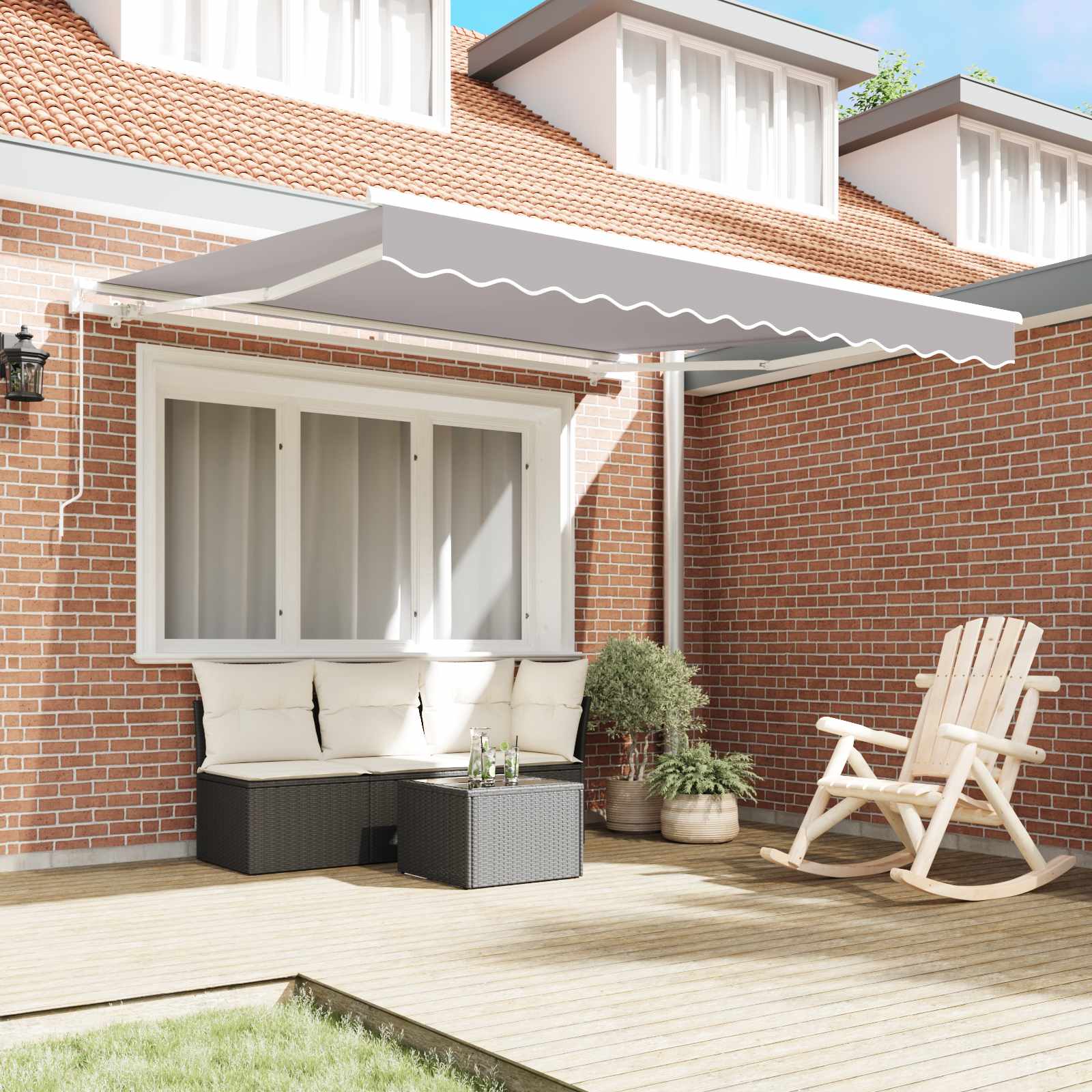 Toldo Manual Gris Claro 300 x 250 x 165 cm Poliéster