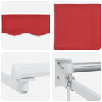 Toldo Retráctil Manual Rojo 300 x 250 cm Poliéster y Aluminio