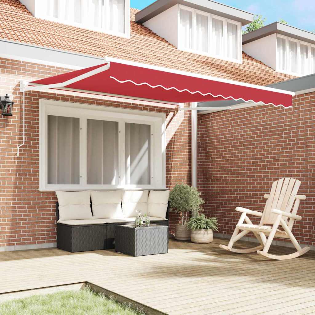 Toldo Retráctil Manual Rojo 300 x 250 cm Poliéster y Aluminio
