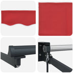 Toldo Manual Rojo 300 x 250 x 165 cm Poliéster
