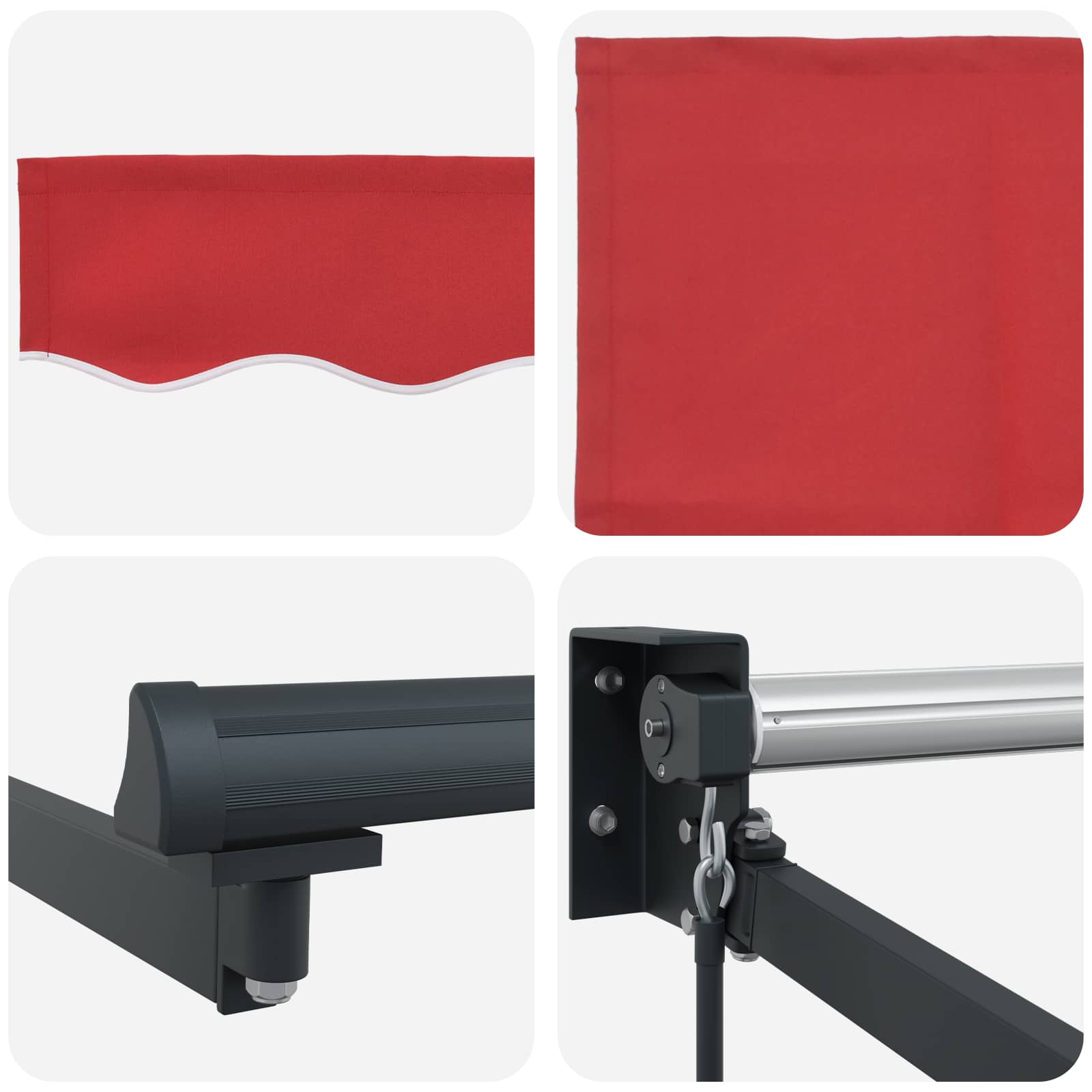 Toldo Manual Rojo 300 x 250 x 165 cm Poliéster