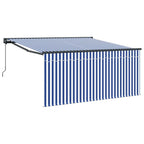 Toldo Retráctil Manual Azul y 350 x 250 cm Poliéster y Aluminio