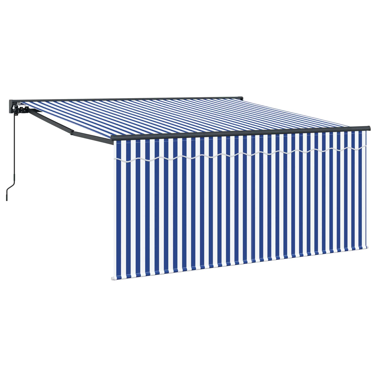 Toldo Retráctil Manual Azul y 350 x 250 cm Poliéster y Aluminio