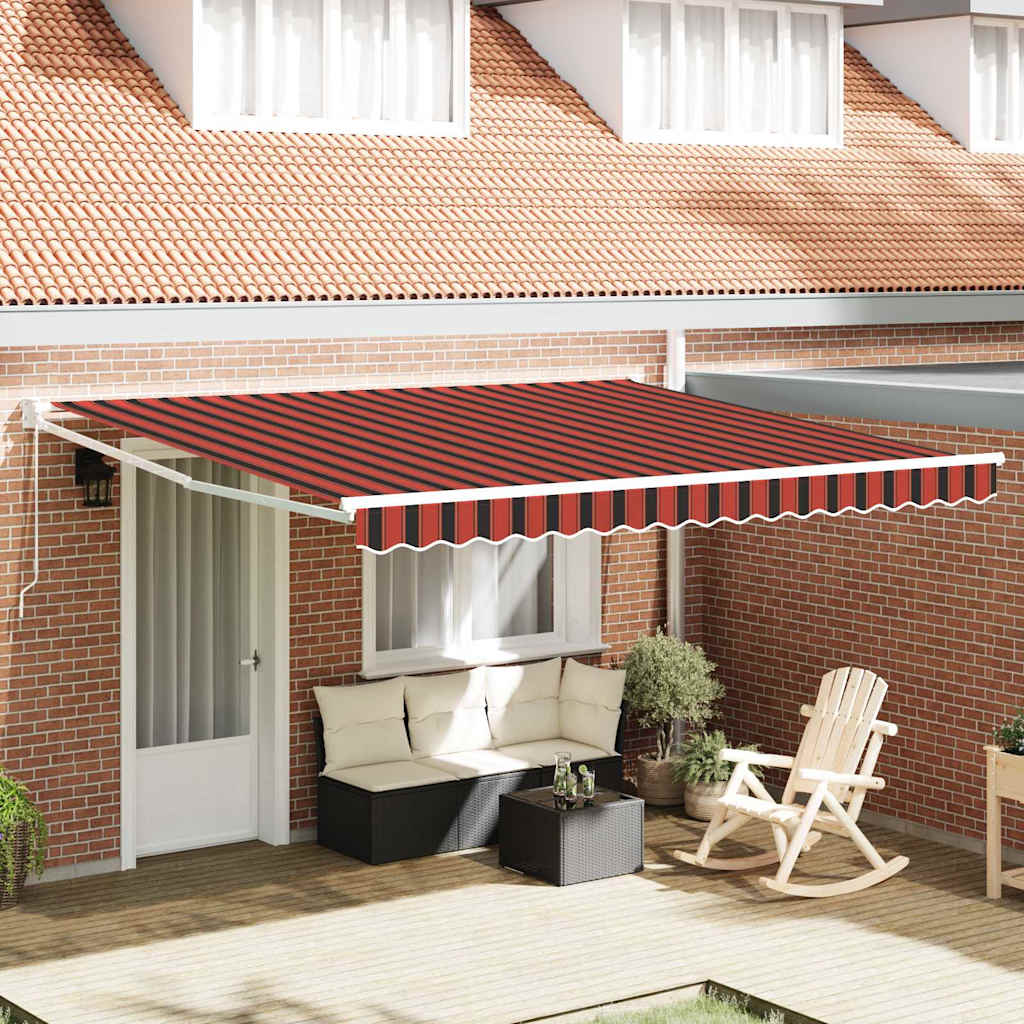 Toldo Manual Rojo y Negro 350 x 250 x 165 cm Poliéster