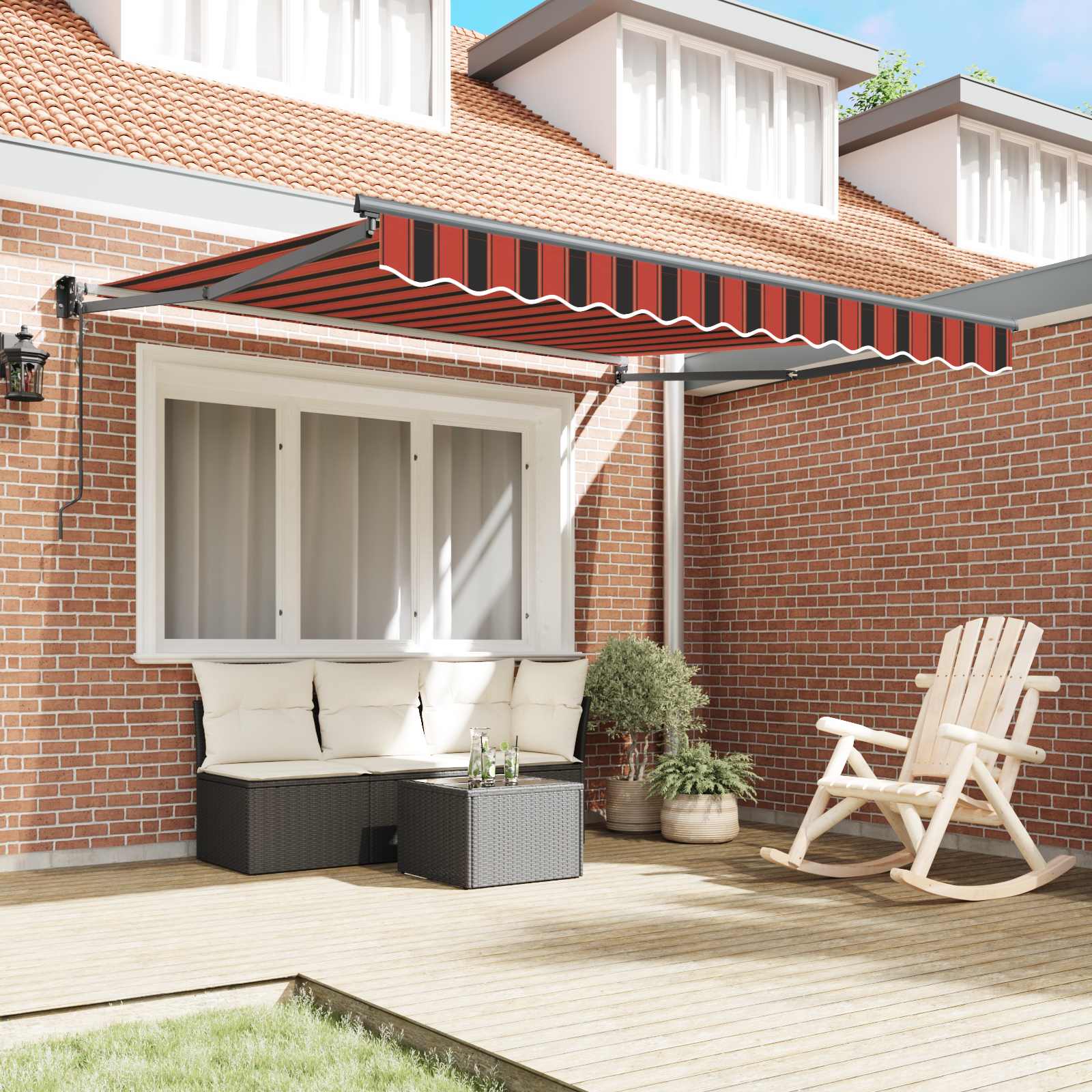 Toldo Rojo y Negro 350 x 250 x 165 cm Poliéster