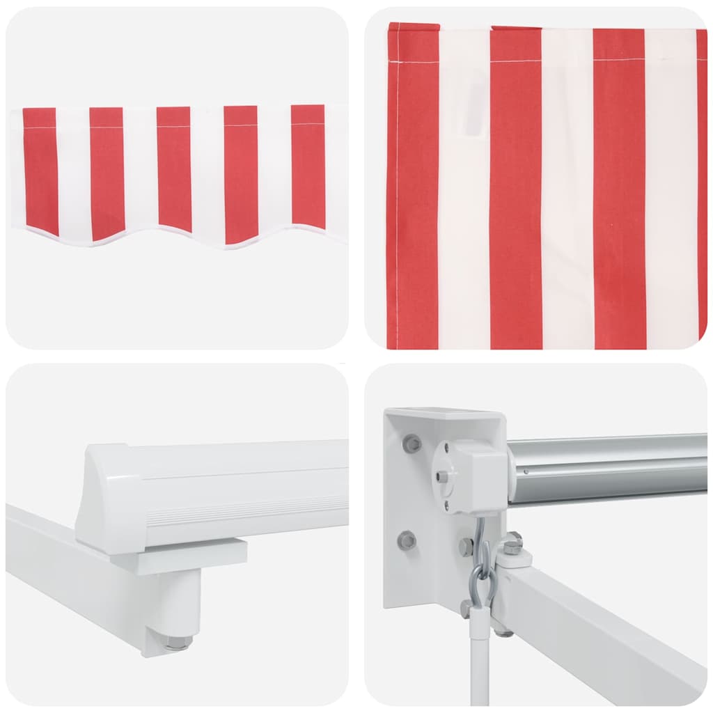 Toldo Retráctil Manual Rojo y 350 x 250 cm Poliéster y Aluminio