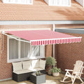 Toldo Retráctil Manual Rojo y 350 x 250 cm Poliéster y Aluminio