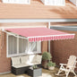 Manual Retractable Awning, Red, 350 x 250 cm, Polyester and Aluminum