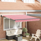 Toldo Retrátil Manual Vermelho e 350 x 250 cm Poliéster e Alumínio