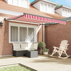 Toldo Retráctil Manual Rojo y 350 x 250 cm Poliéster y Aluminio