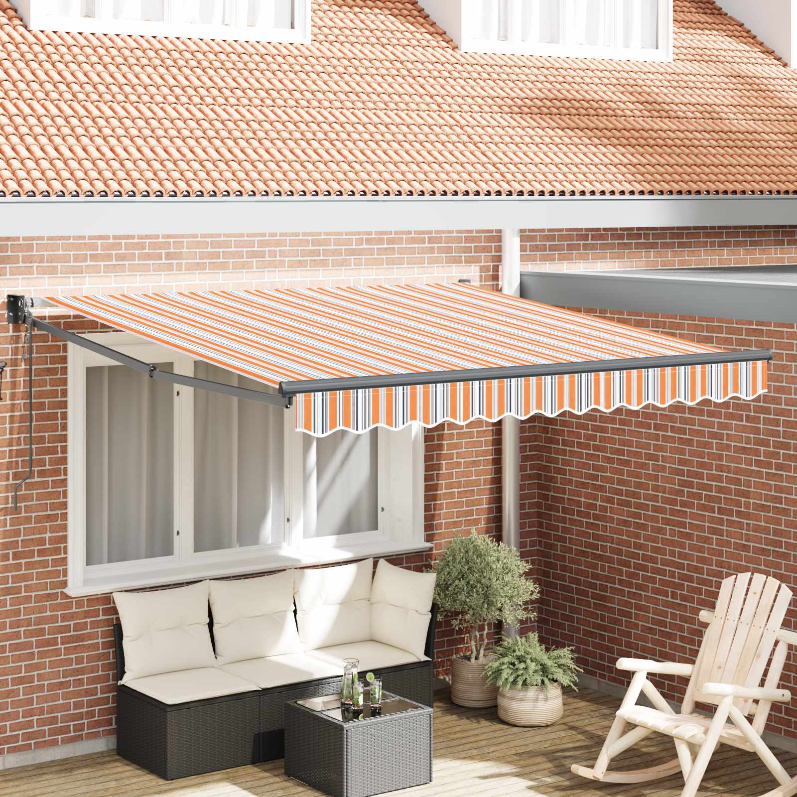 Toldo Laranja e Castanho 350 x 250 x 165 cm Poliéster