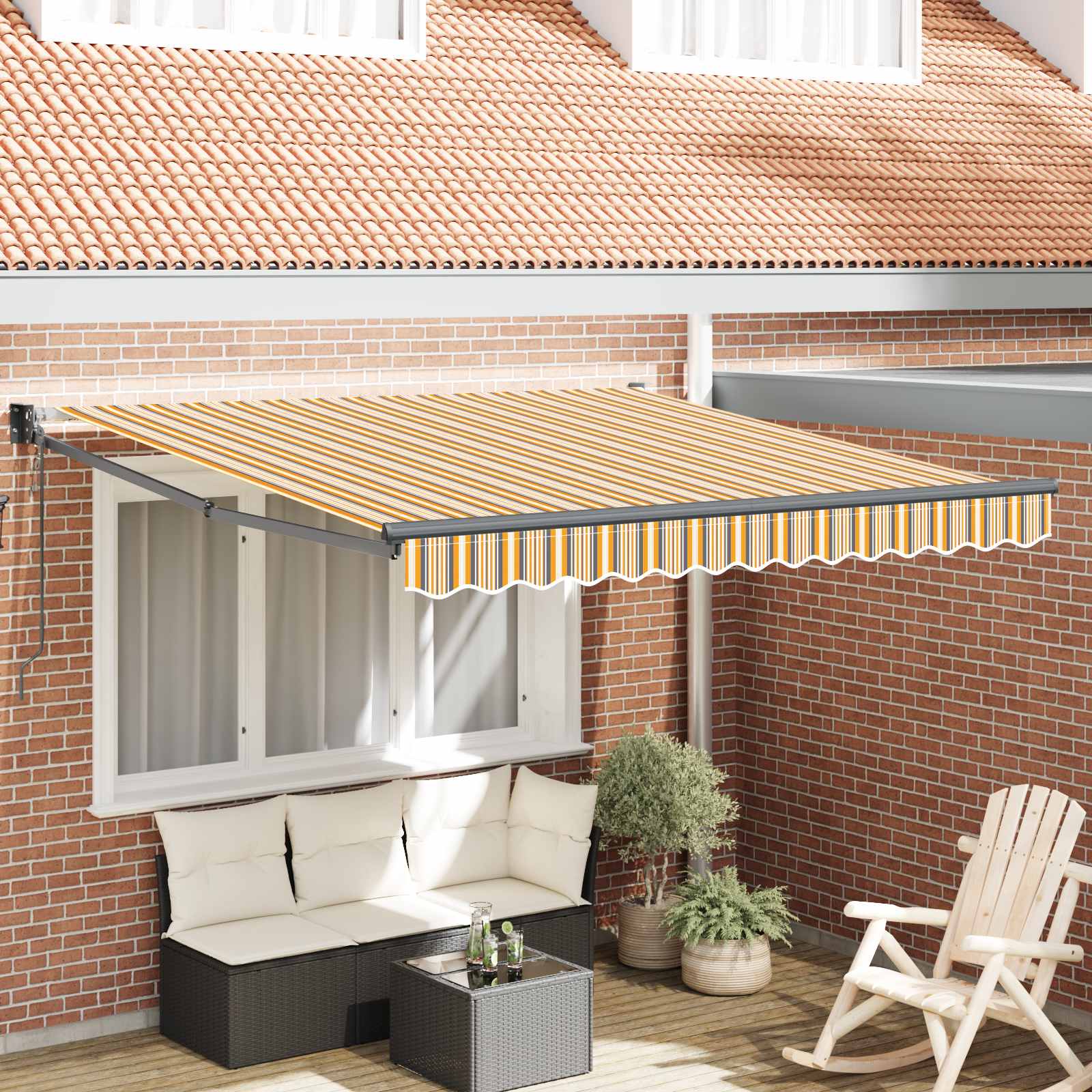 Toldo Retrátil Antracite 350 x 250 cm Poliéster e Alumínio