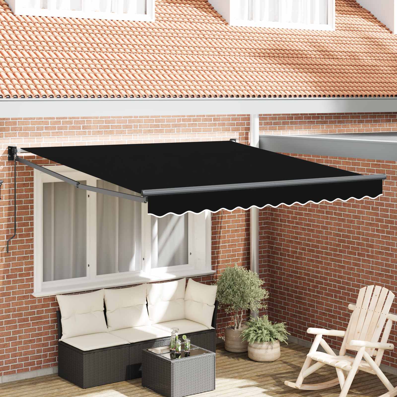 Toldo Retrátil Antracite 350 x 200 cm Poliéster e Alumínio