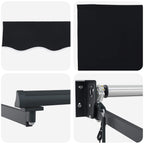 Toldo Retráctil Negro 350 x 250 cm Poliéster y Aluminio